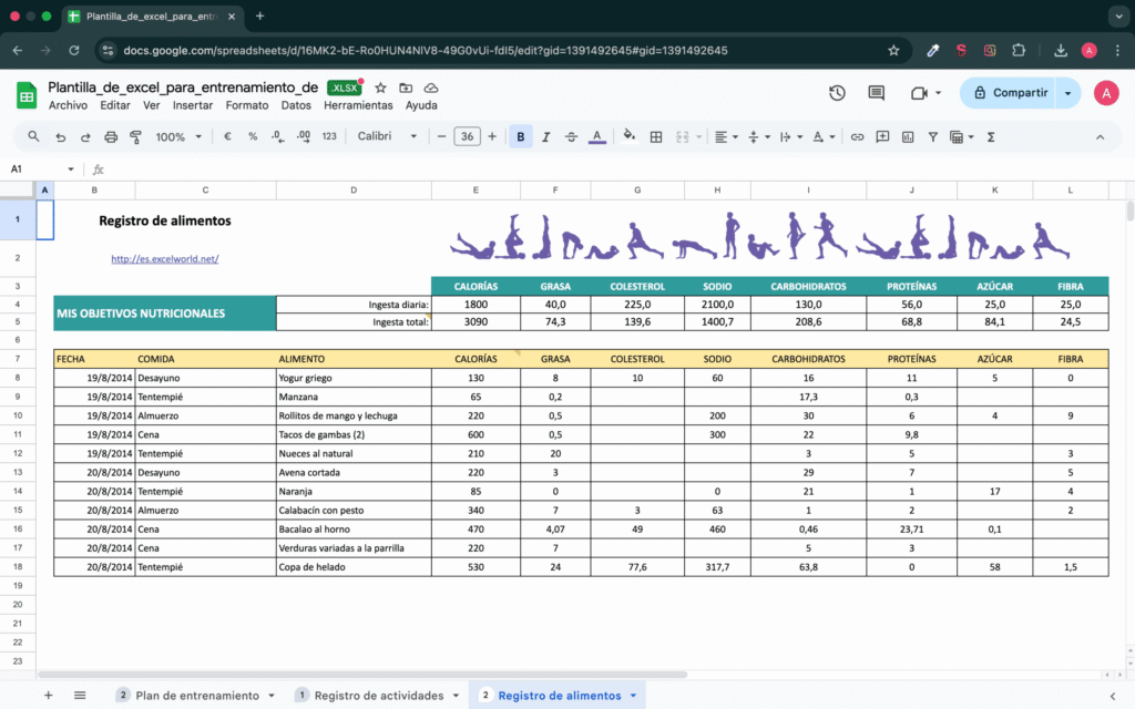 tabla de entrenamiento